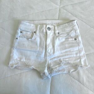 american eagle white distressed jean shorts